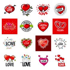 big set of vector logos heart
