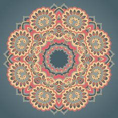Round ornament pattern with floral decorative elements N6