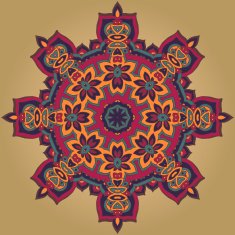 Round ornament pattern with floral decorative elements N7