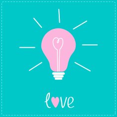 Pink bulb with heart inside Idea concept Love card N2