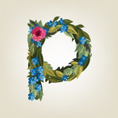 letter Flower alphabet Colorful font Lowercase N38