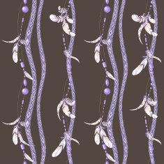 Seamless pattern of hanging bird feathers and colorful bijouterie N3