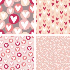 Hearts Seamless Vector Pattern Set