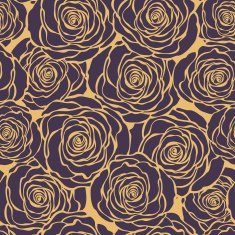 Art Deco floral seamless pattern with roses N3