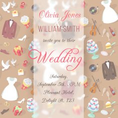 Wedding Invitation Card with Blurred Pattern