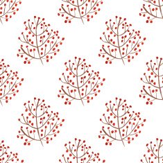 Watercolor seamless pattern with red berry branches N2