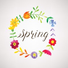 Spring wreath watercolor floral illustration