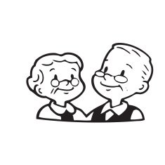 Happy old couple of frame on white background N5