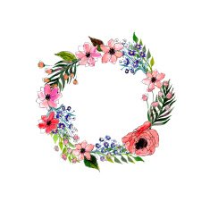 Watercolor flowers wreath N16