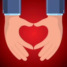 Hands with love heart - VECTOR