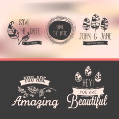 Set of retro love stickers