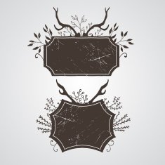 Vintage vector frames with antlers