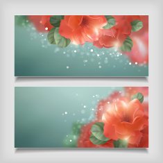 Vector Shining Flowers Roses Banner