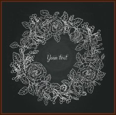 Floral chalk drawing on blackboard N4