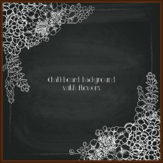 Floral chalk drawing on blackboard N5