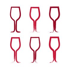 Set of hand-drawn simple empty wineglasses collection brush