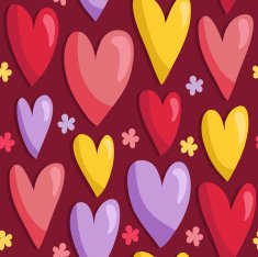 Seamless pattern with hearts and flowers N6