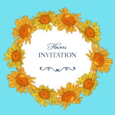 vintage floral frame with sunflowers