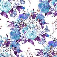 Seamless Watercolor Background with Roses N3