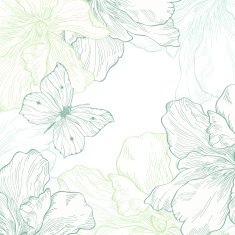 Card with butterfly and flowers