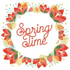 Spring Time Card with a wreath made of flowers free image download