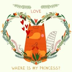 Where is my princess?- bright concept card in vector