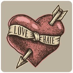 Graphic heart with arrow and ribbon