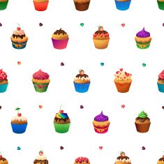 Super cupcake seamless pattern Chocolate and vanilla desserts N3