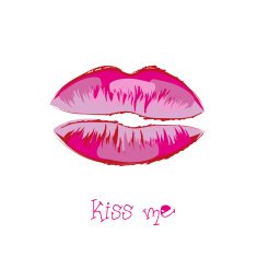 Lips painted with a brush drawing vector N2