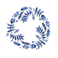 Watercolor wreath with blue flowers
