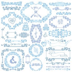 Winter swirls decor Frame and Border set N2