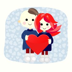 Valentine boy and girl with big heart N2
