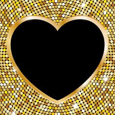 Gold frame in the shape of heart N2