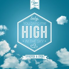 Lovely poster in retro style on a summer sky background