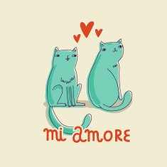 Vector card with funny cats hearts and text N2