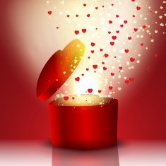 Exploding heart shaped gift box