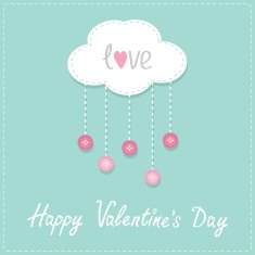 Cloud with hanging rain button Valentines day