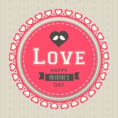 Sticker or label for Happy Valentines Day celebration