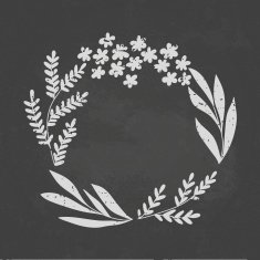 Beautiful floral wreath illustration on a blackboard background N4