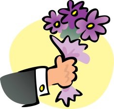 hand with a bouquet of flowers