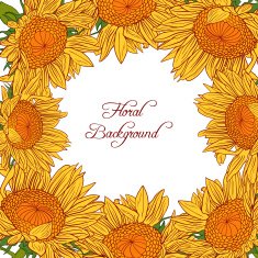 floral frame with sunflowers