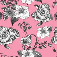 Seamless Floral Pattern with Roses and Wildflowers N9