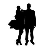 Vector silhouette of a man with sexy woman N10