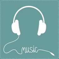 White headphones with cord in shape of Music Dash line
