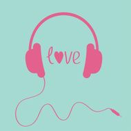 Pink headphones with cord Love card