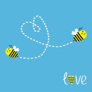 Two flying bees Dash heart in the sky Card
