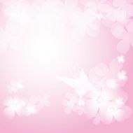 Background with beautiful pink flowers and butterflies