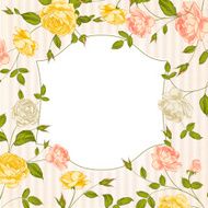 Color card with spring roses in vintage style