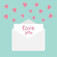Envelope with hearts Love you card