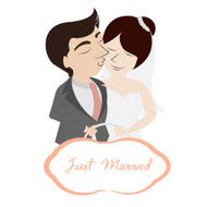 bride and groom with a sign just married N2
